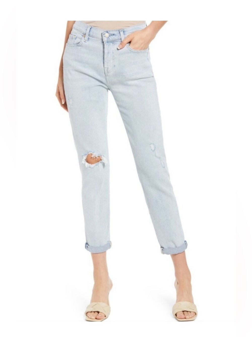7 For All Mankind Light Blue Straight Leg Jeans